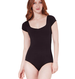 Capezio F12413W-Sweetheart Neckline Cap Sleeve Leotard-BLACK