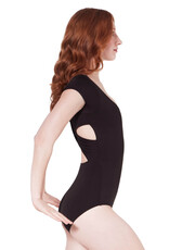 Capezio F12413W-Leotard Manches Courtes Devant en Cœur - NOIR