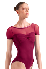 Bloch L20004-Leotard Manches Courtes Avec Mesh