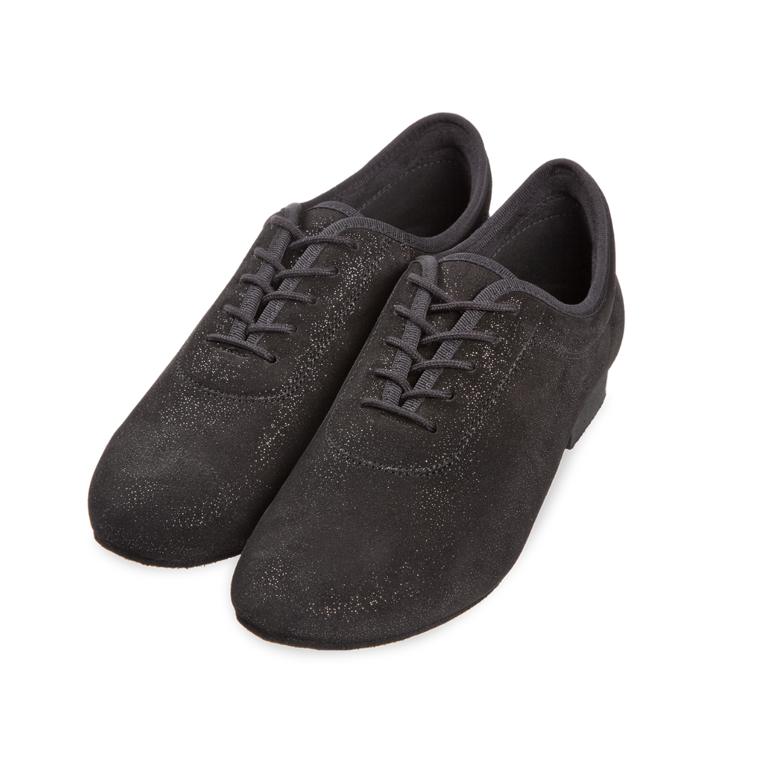 Diamant 199-205-550-Ballroom Shoes 1/2" Suede Sole Black Suede Silver Reflex