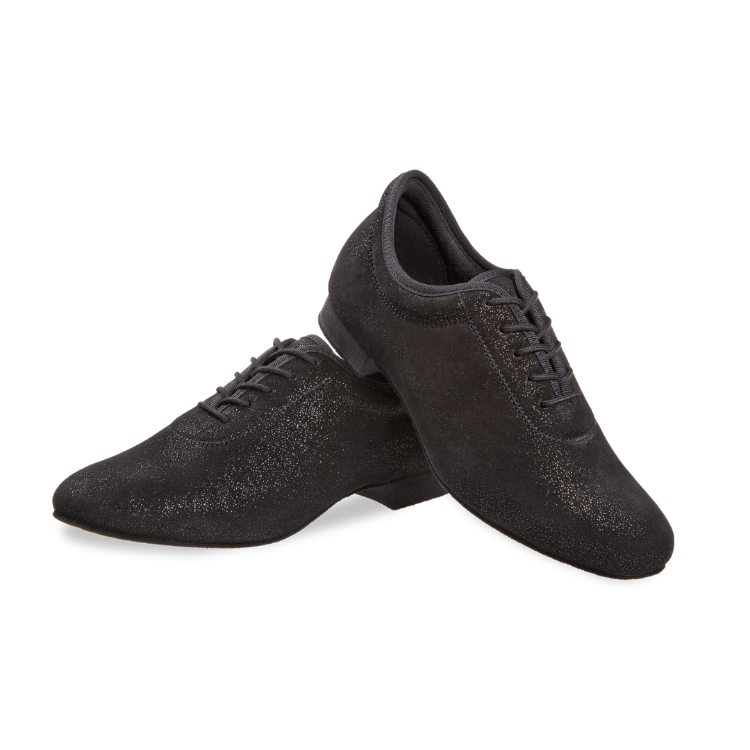 Diamant 199-205-550-Ballroom Shoes 1/2" Suede Sole Black Suede Silver Reflex