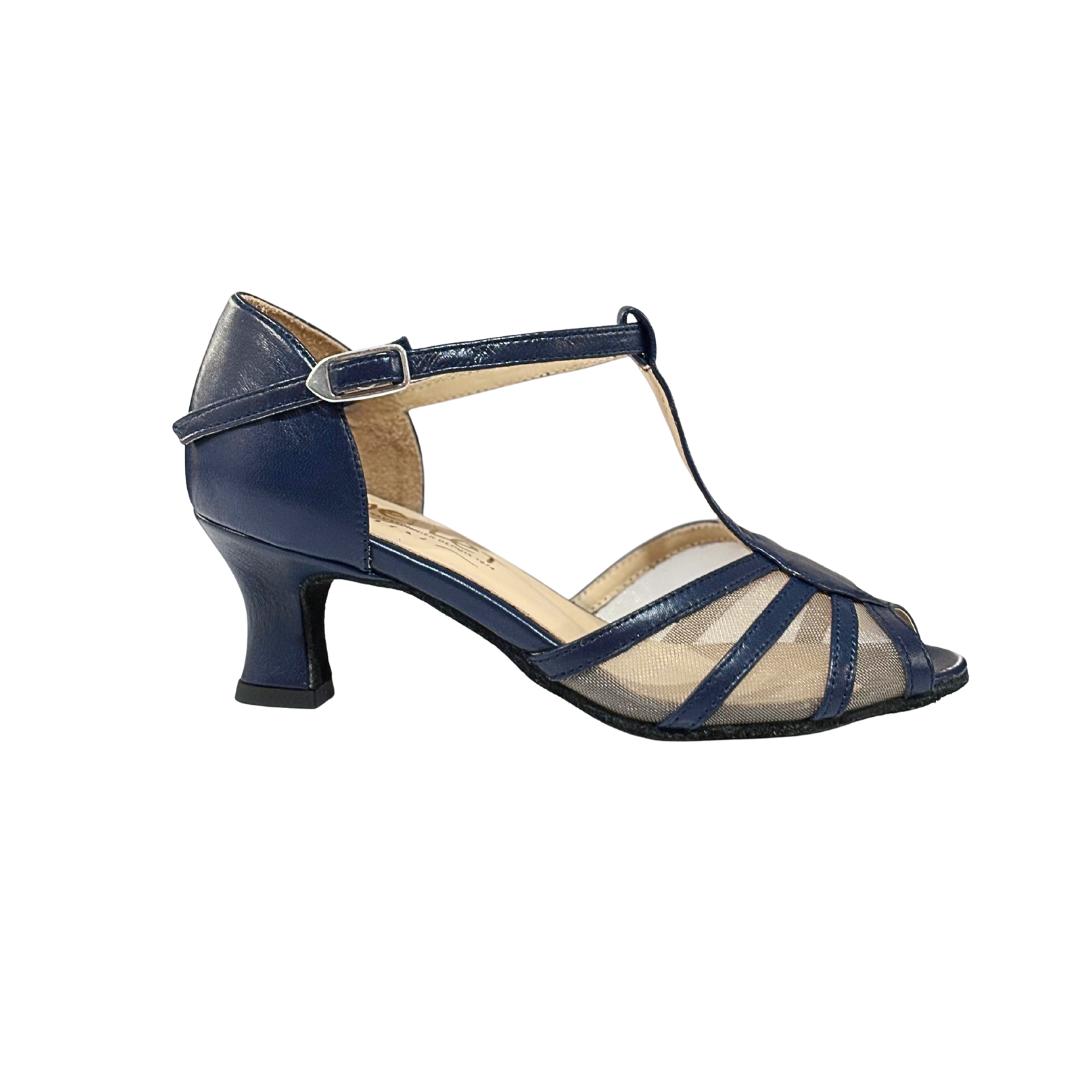 Merlet KARMINA-1300-643-Ballroom Shoes 2''Suede Sole Metis Leather-NAVY