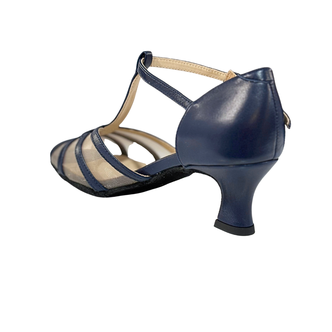 Merlet KARMINA-1300-643-Ballroom Shoes 2''Suede Sole Metis Leather-NAVY