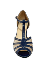 Merlet KARMINA-1300-643-Ballroom Shoes 2''Suede Sole Metis Leather-NAVY