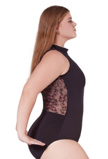 Capezio F12403W-Leotard Col Montant Orné de Motifs Romantiques