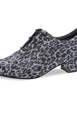 Diamant 199-034-667-Soulier de Danse 1.5"Semelle Suede Léopard Noir-Argent Pailleté