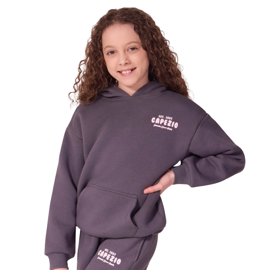 Capezio F12559C-Sweat à Capuche Momentum Enfant-Gris Anthracite