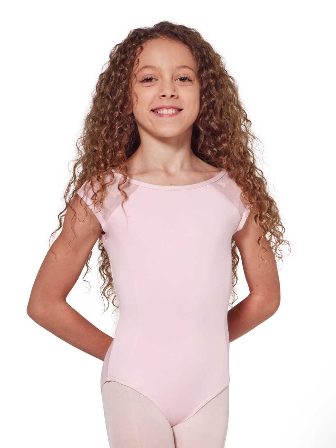 Capezio F12421C-Child Cap Sleeve Bow Leotard-PINK