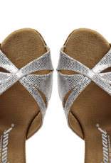 Diamant 144-077-246-Soulier de Danse 2'' Semelle Suede-Puntino Cuir-FOILPRINT ARGENT