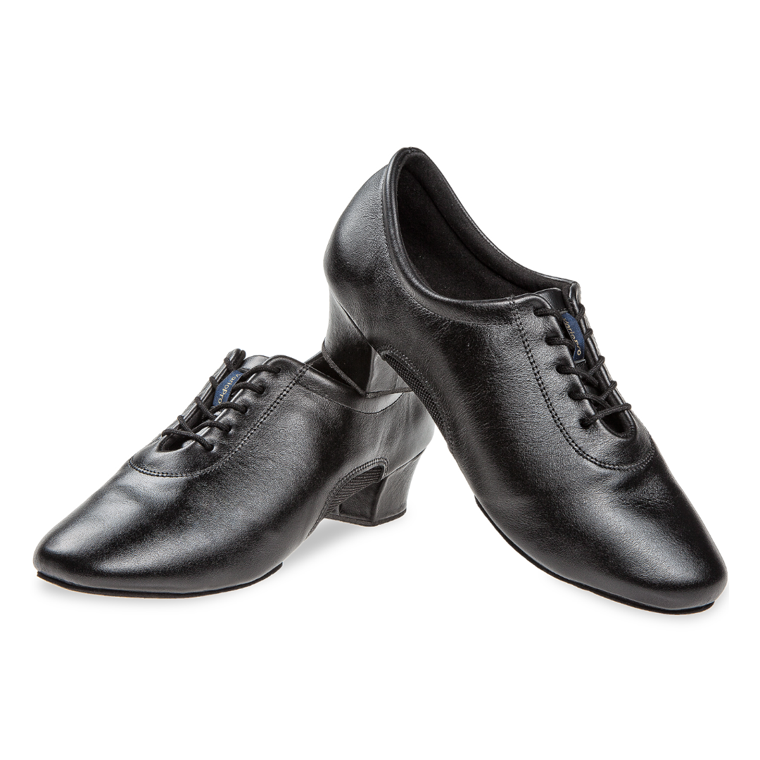 Diamant 163-224-592-Mens Latin Dance Shoes 1.6" Suede Split Sole- BLACK LEATHER/MESH
