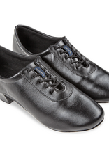 Diamant 163-224-592-Mens Latin Dance Shoes 1.6" Suede Split Sole- BLACK LEATHER/MESH