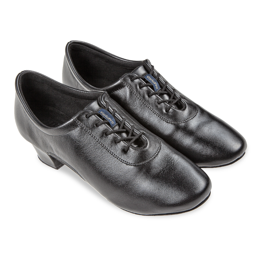 Diamant 163-224-592-Mens Latin Dance Shoes 1.6" Suede Split Sole- BLACK LEATHER/MESH