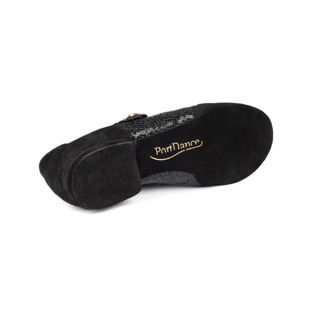 Portdance PD01-Ballroom Shoes 1/2" Suede Sole Denim-BLACK