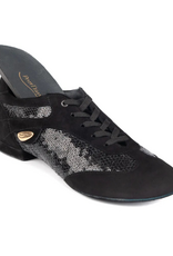 Portdance PD01-Ballroom Shoes 1/2" Suede Sole Denim-BLACK
