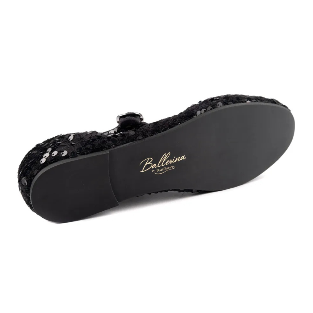 Portdance PD BALLERINA-Ballerines Intérieur et Extérieur Semelle Néolite à Paillettes-NOIRES