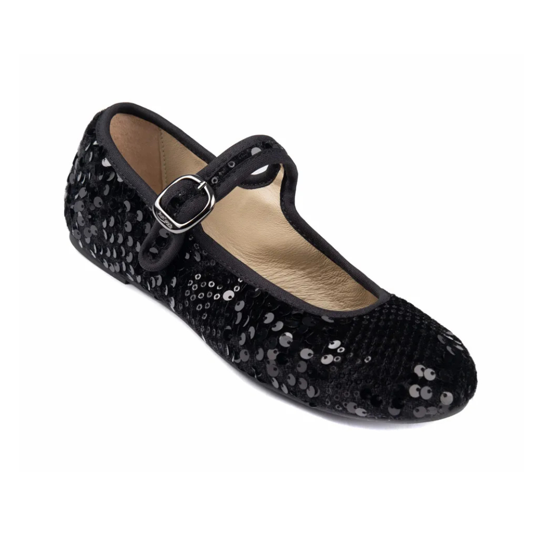 Portdance PD BALLERINA-Ballerines Intérieur et Extérieur Semelle Néolite à Paillettes-NOIRES