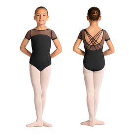 Mirella M20008C-Leotard Manches Courtes Détails de Points Bretelles -NOIR