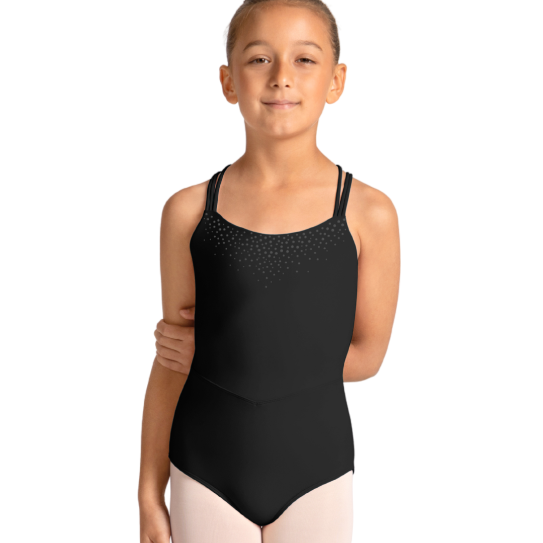 Mirella M50008C-Dot Accents Camisole Leotard-BLACK