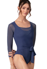 Bloch Z30022-Harmony Haut Cache-Cœur Manches Longues Mesh- BLEU