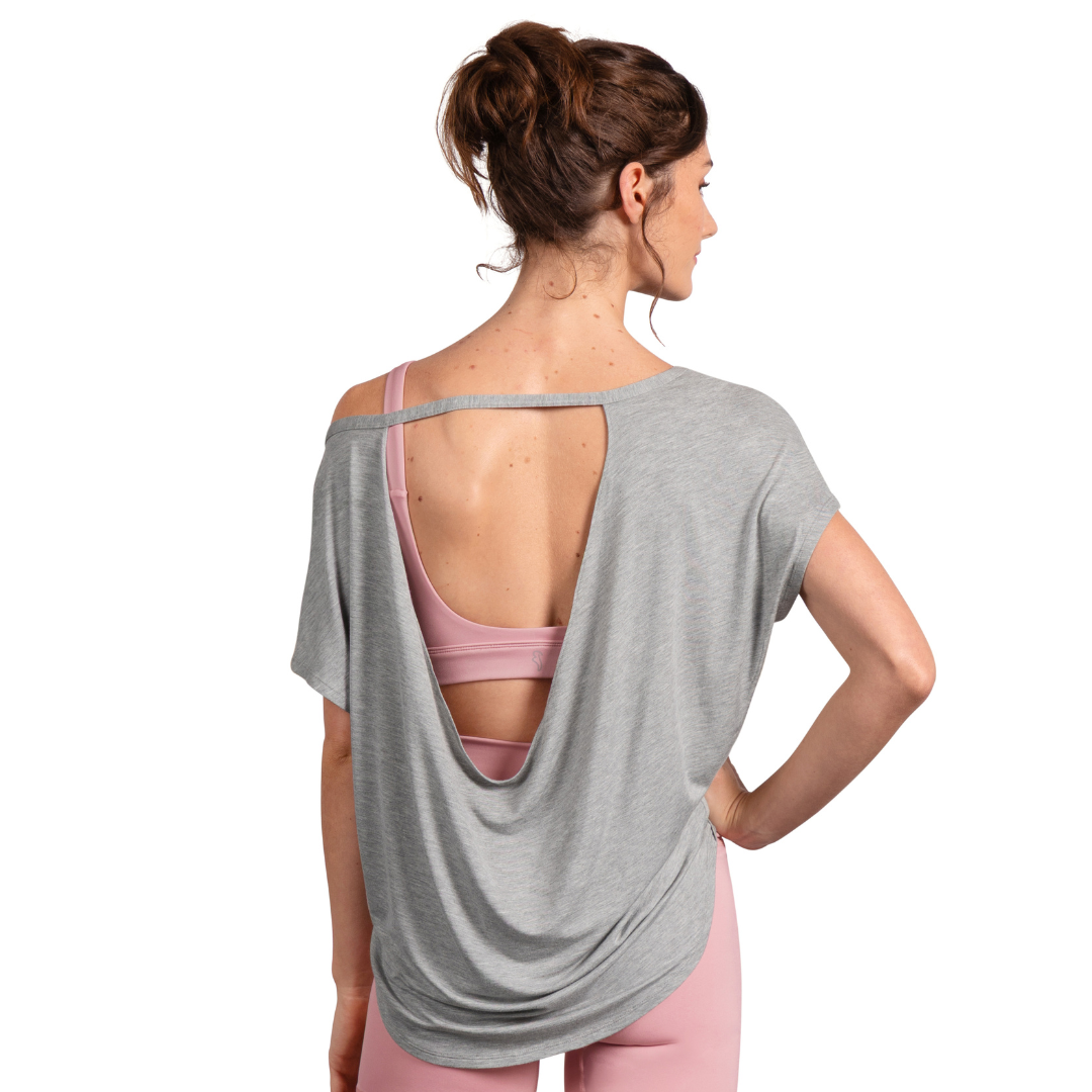 Bloch Z30023-Carmen T-Shirt With Open Back-GREY