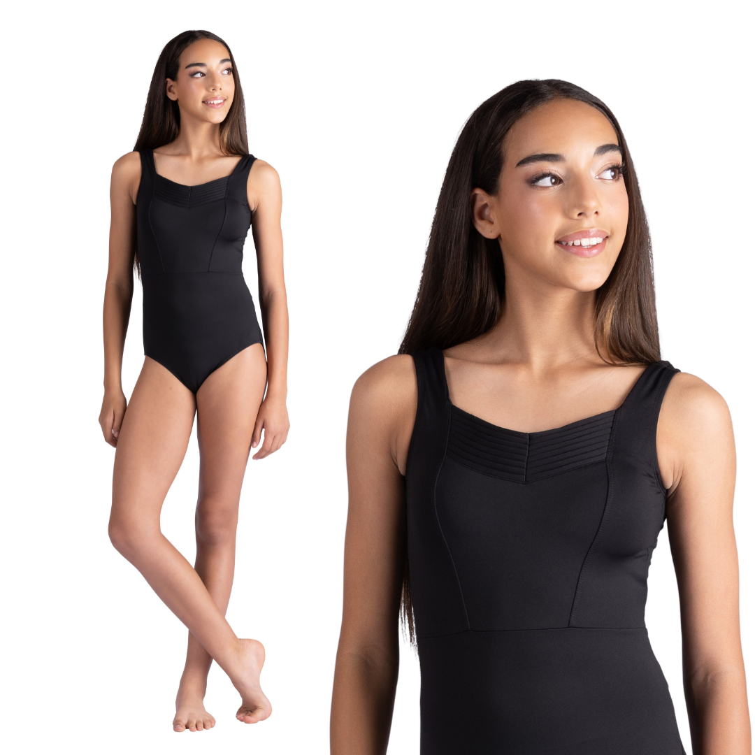 Danshuz 26115A-Leotard Débardeur Empiècement plissé au Devant