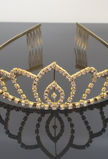 FH2 TR0508-Royal Gold Rhinestone Tiara (Large)