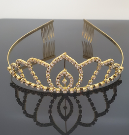 FH2 TR0508-Royal Gold Rhinestone Tiara (Large)