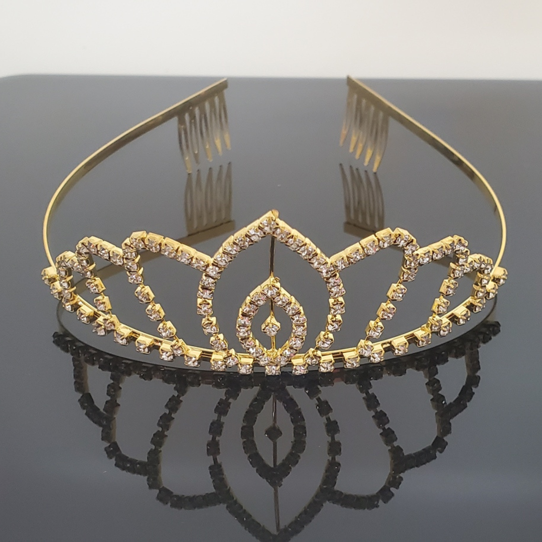 FH2 TR0508-Diadème Royal en Strass Dorés (Large)