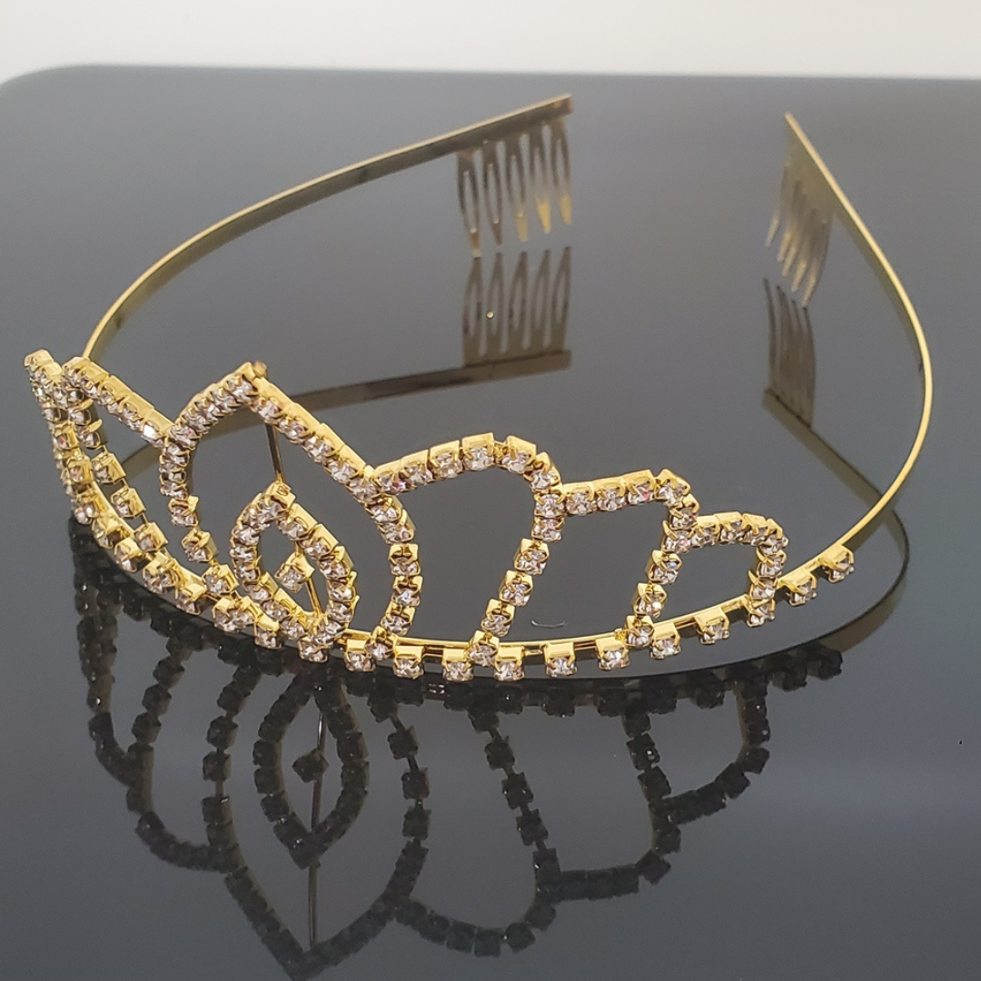 FH2 TR0508-Diadème Royal en Strass Dorés (Large)