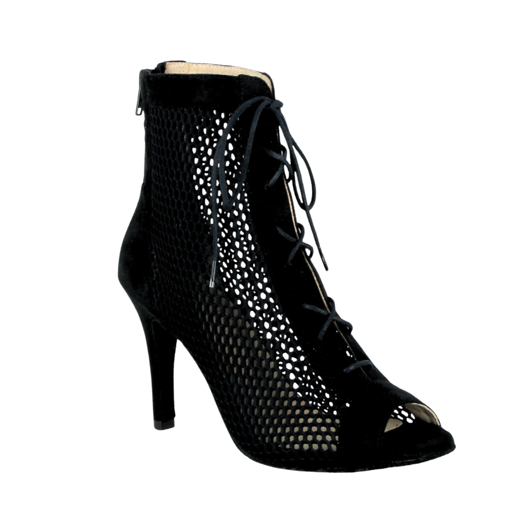 Merlet ROXY-1111-001-Ballroom Shoe 3" Stiletto Suede Sole Synthetic Velvet Blalck