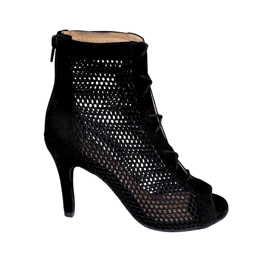 Merlet ROXY-1111-001-Ballroom Shoe 3" Stiletto Suede Sole Synthetic Velvet Blalck