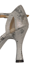 Merlet MYRIAM-1973-900-Soulier de Danse 3" Semelle Suede  Cuir Argent Blanc