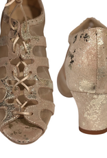 Merlet FIBIE-1973-106-Ballroom Shoes 1.7" Suede Sole Leather Beige Gold