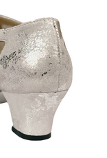 Merlet FIBIE-1973-900-Ballroom Shoes 1.7" Suede Sole Leather White Silver