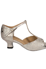 Merlet DELPHINE-1973-900-Ballroom Shoes 1.7" Suede Sole Leathe White Silver