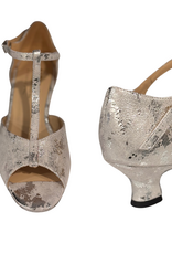 Merlet DELPHINE-1973-900-Ballroom Shoes 1.7" Suede Sole Leathe White Silver