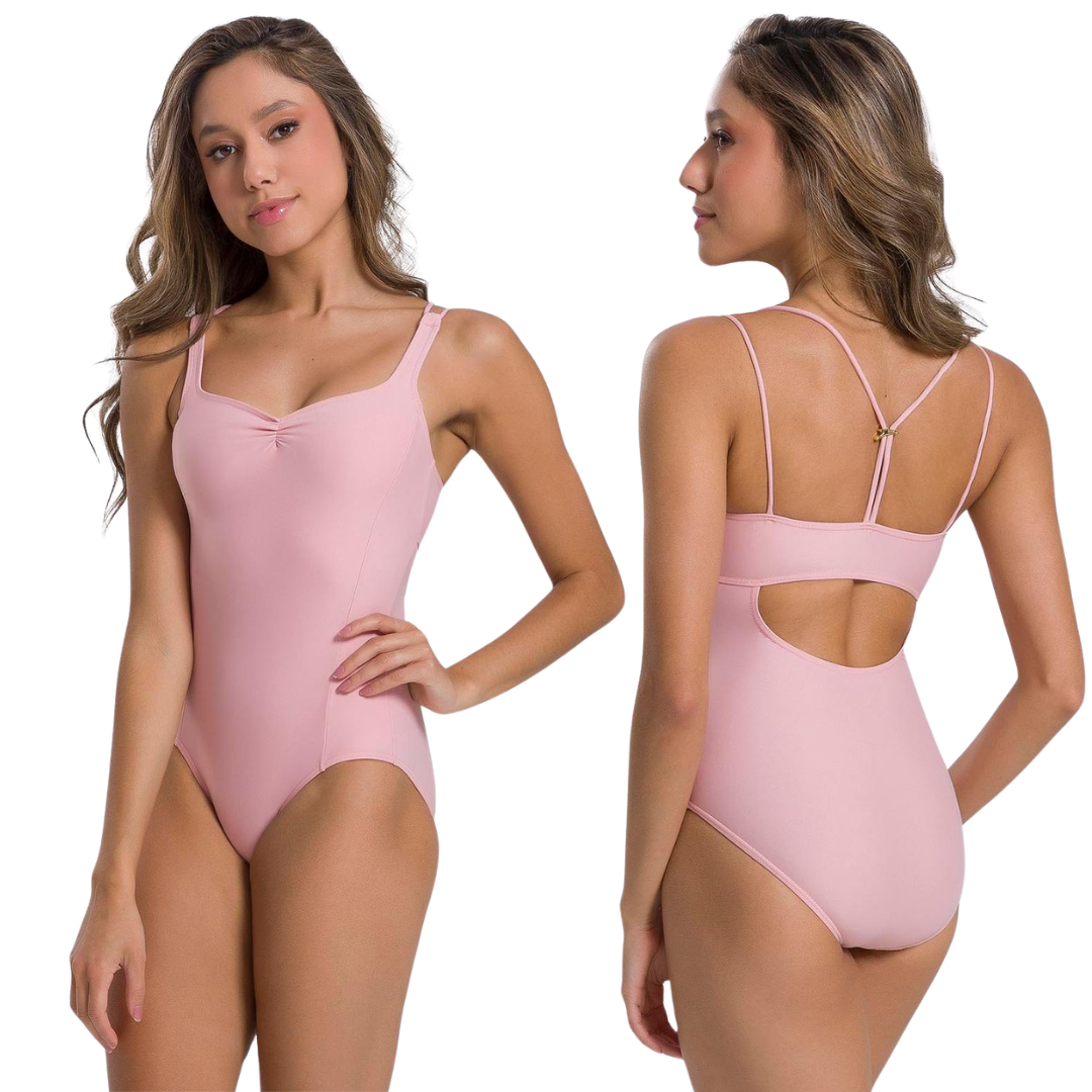 SoDanca BY73-Yohana Leotard à Bretelles Fines Col en V