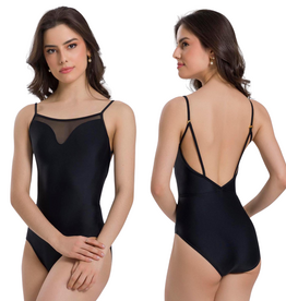 SoDanca BY74-Laila Leotard Devant en Coeur Dos Ouvert-NOIR