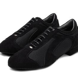 Portdance PD Victor Da Silva-Ballroom Shoes 3/4'' Suede Sole Black Nubuck/Mesh
