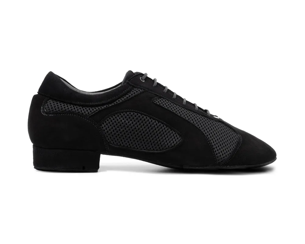 Portdance PD Victor Da Silva-Chaussure de Danse Talon 3/4"Semelle Suède Noir Nubuck/Mesh