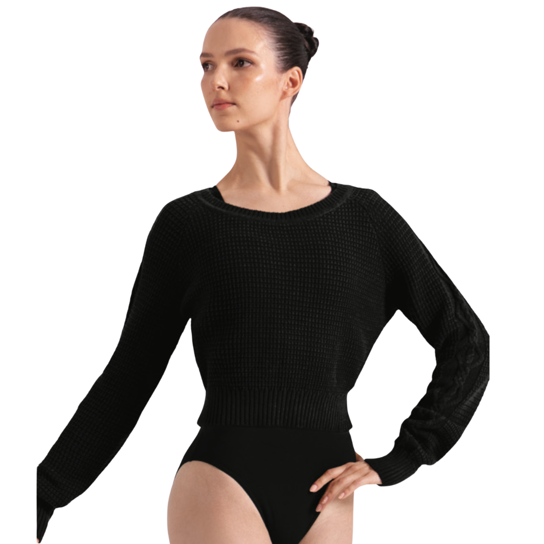 Bloch Z30042-Delilah Boat Neckline Cable Knitted Cropped Sweater