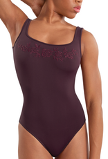 Mirella M50010LM-Floral Embroidered Mesh Back Tank Leotard