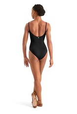 Mirella M70007LM-Leotard à Bretelles Fines avec Détails Brodés Florals NOIR