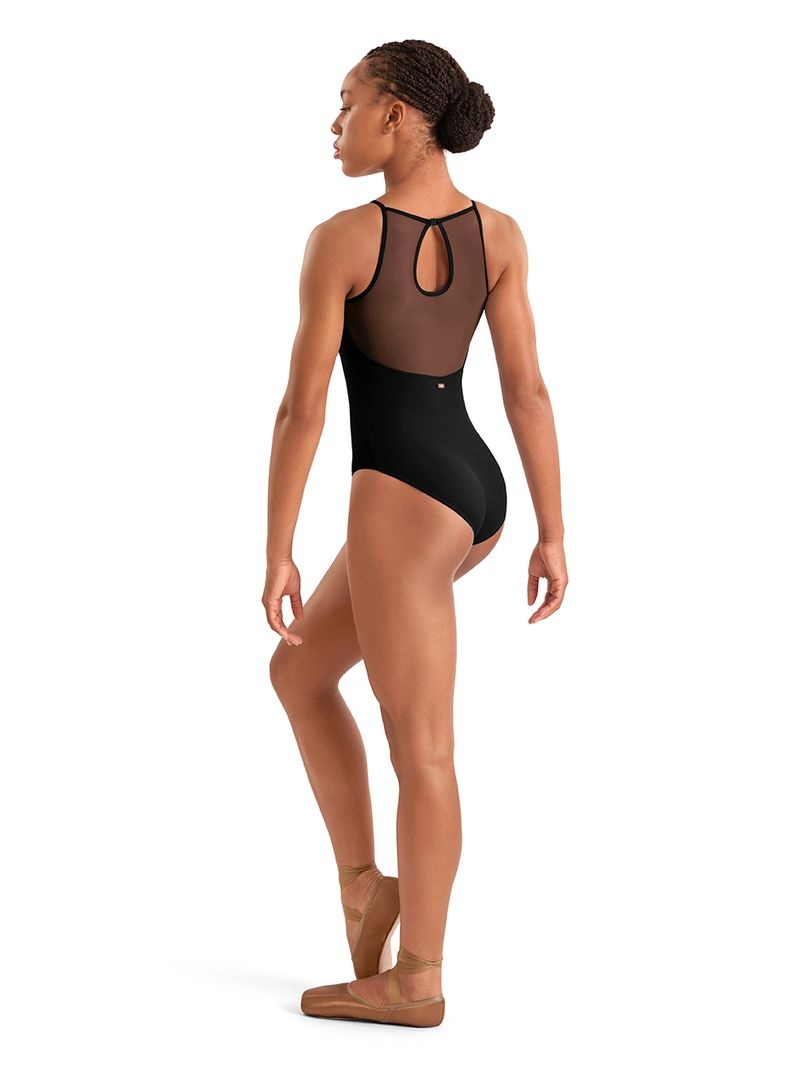 Mirella M40006LM-Leotard à Dos Nu et Décolleté en V Orné de Broderies Florales
