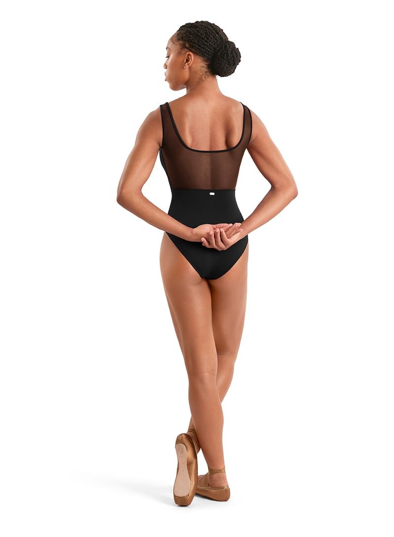 Mirella M50010LM-Floral Embroidered Mesh Back Tank Leotard