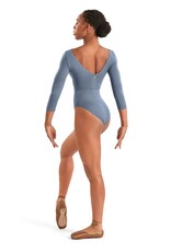 Mirella M60003LM-V Neckline Embroidered 3/4 Sleeve Leotard