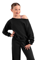 Mirella M30022C-Off The Shoulder Sweatshirt BLACK