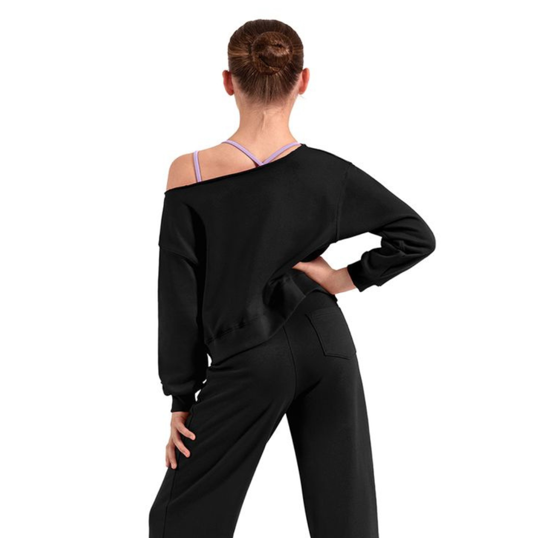 Mirella M30022C-Off The Shoulder Sweatshirt BLACK