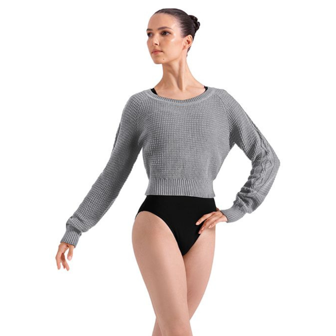 Bloch Z30042-Delilah Boat Neckline Cable Knitted Cropped Sweater