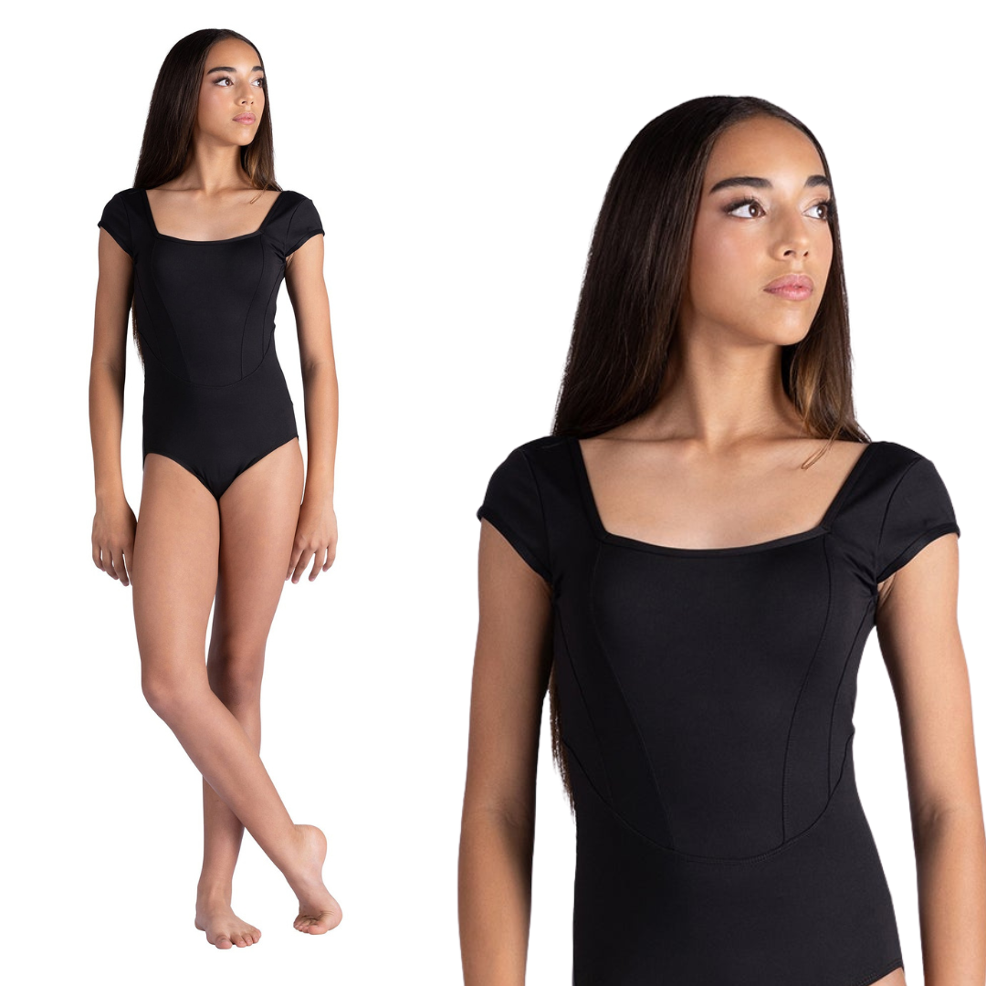 Danshuz 26107A-Anyah Leotard Corset et Encolure Carrée-NOIR